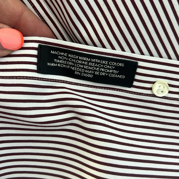 Maroon and White Striped Men's Shirt - Picture 3 of 5